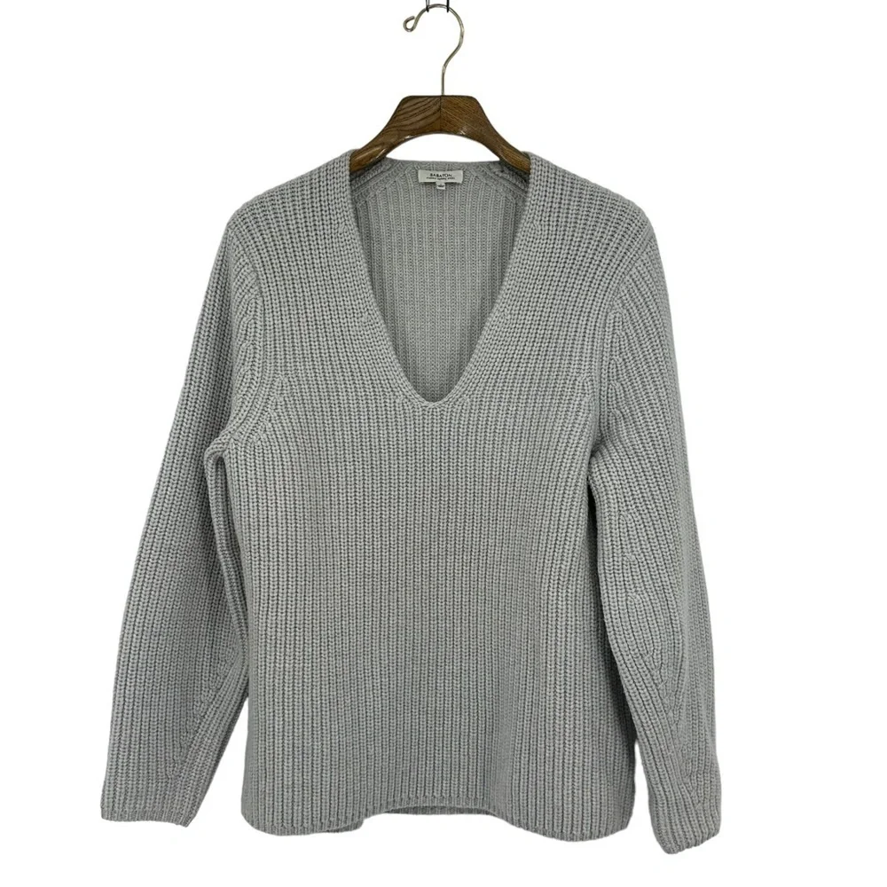 Babaton Gray V-Neck Sweater - Picture 1 of 7